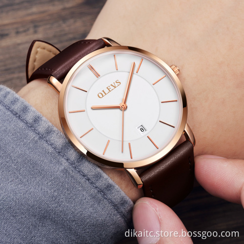 2021 Cheap OLEVS Men Quartz Luxury Minimalist Watches Week And Date Chronograph Sports Watch Leather Strap Men's Watch For Men